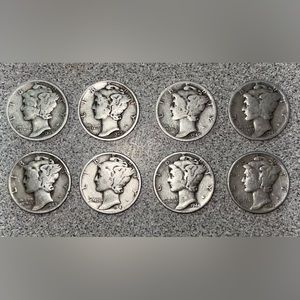 8 silver mercury, dimes